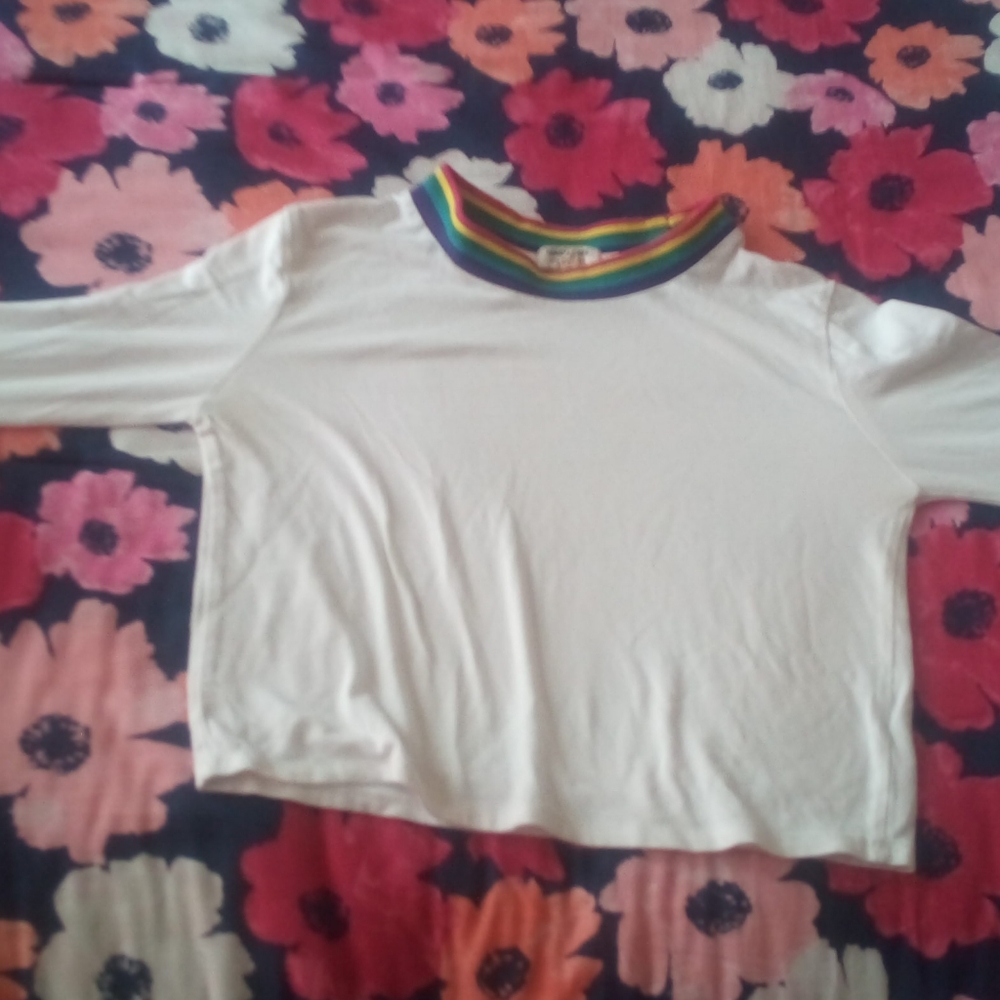 It's a rainbow collar crop top